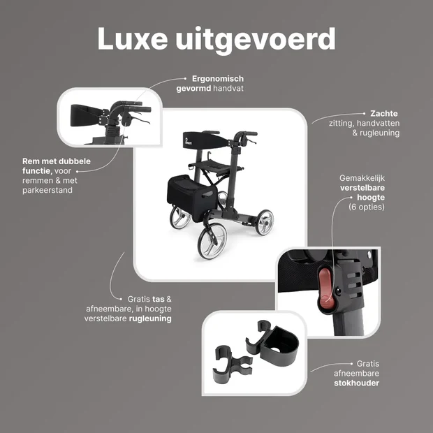 Parvum Rollator Luxo (Medium / Antraciet) - Afbeelding 4