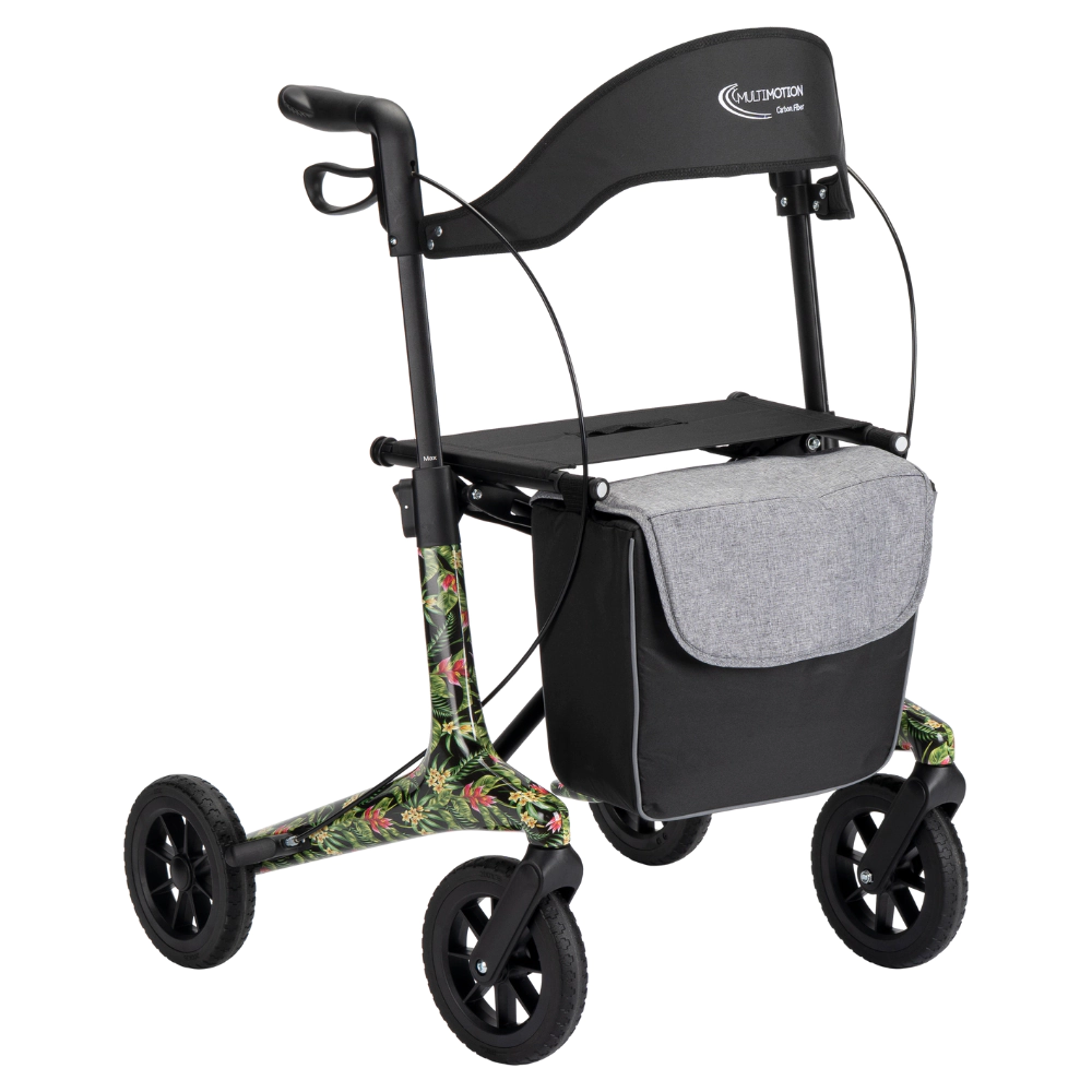 MultiMotion Rollator Carbon - Bloemen print - M