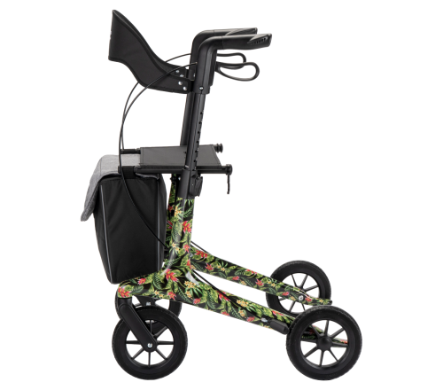 MultiMotion Carbon rollator - Bloemen print - M (zijaanzicht)