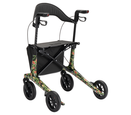 MultiMotion Carbon rollator - Bloemen print - M (achterzijde)