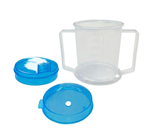 MultiMotion Drinkbeker met 2 handvatten (de 2 deksels los naast de beker)
