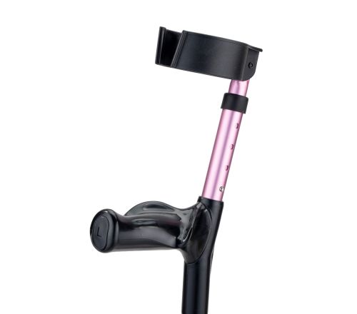 MultiMotion anatomische elleboogkrukken - Roze (ingezoomd voorzijde)