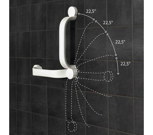Etac Flex wandbeugel 60 cm - Wit (illustratie over de hoekverstelling)