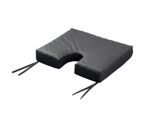 MultiMotion Orthopedisch zitkussen met stuituitsparing (met de besvestigingskoordjes zichtbaar)