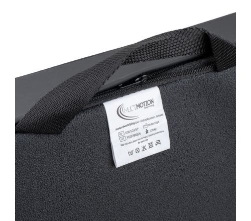 MultiMotion Gel rolstoelkussen deluxe (ingezoomd op het label en het handvat)