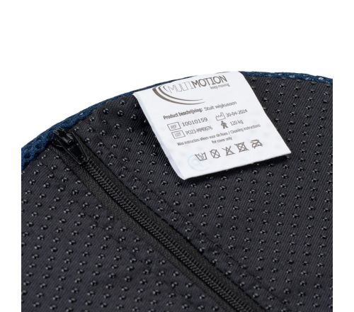 MultiMotion Stuitkussen / wigkussen (ingezoomd op het label en de anti-slip onderzijde)
