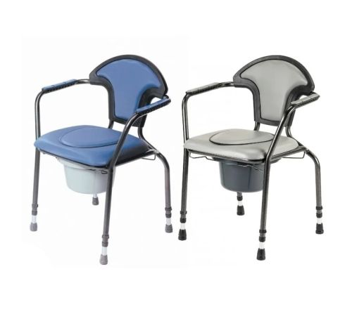 Herdegen toiletstoel in hoogte verstelbaar grijs en blauw naast elkaar