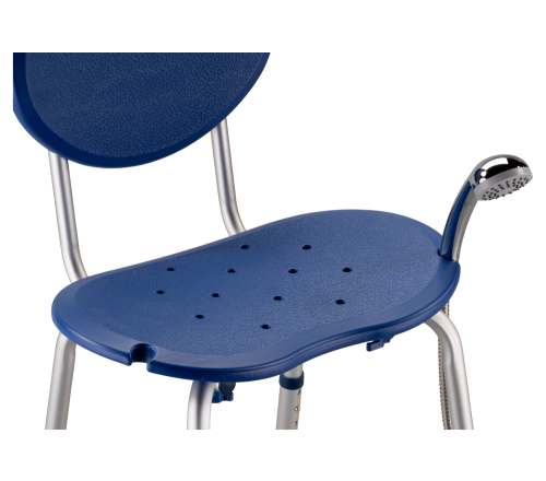 MultiMotion douchestoel ovaal - Blauw (ingezoomd op de zitting)