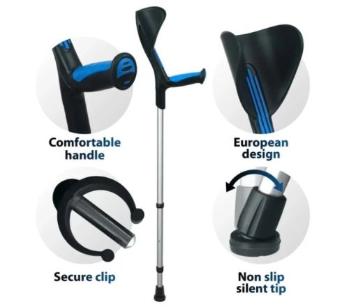 Herdegen elleboogkrukken Advance - Blauw (Ingezoomd op verschillende onderdelen)