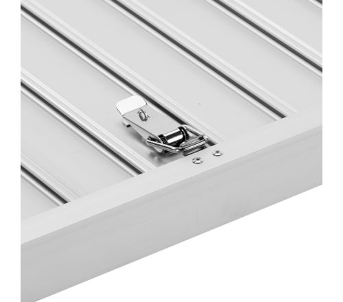 MultiMotion oprolbare oprijplaat aluminium - 152 cm (ingezoomd op een klemmetje aan de onderkant)