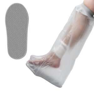 MultiMotion Gipshoes met siliconenring - Been half (met daarnaast een losse afbeelding van het anti-slip oppervlak)