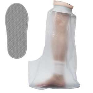 MultiMotion Gipshoes met siliconenring - Been heel (met daarnaast een losse afbeelding van het anti-slip oppervlak)