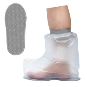 MultiMotion Gipshoes met siliconenring - Voet (met daarnaast een losse afbeelding van het anti-slip oppervlak)