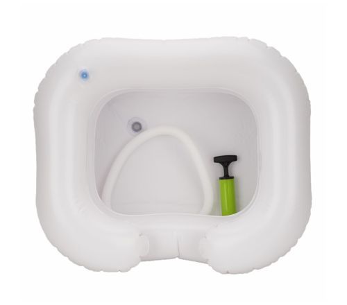 MultiMotion Haarwasbak opblaasbaar met afvoerslang en handluchtpompje (vanaf boven gezien)