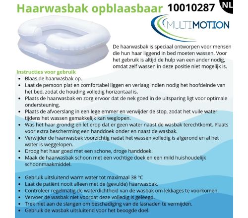Handleiding van de MultiMotion Haarwasbak opblaasbaar