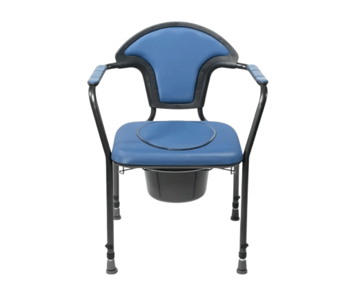 Herdegen toiletstoel in hoogte verstelbaar Blauw - voorzijde met opvulling in het gat