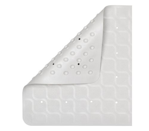 MultiMotion douchemat / badmat antislip - 70 x 40 cm Wit (omgevouwen zodat je de onderkant met zuignappen ziet)