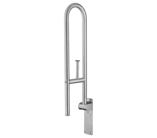 MultiMotion toiletbeugel opklapbaar RVS - 76 cm met toiletrolhouder (opgeklapt)