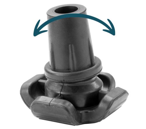 MultiMotion Stokdop voor ongelijke ondergrond (illustratie dat de dop flexibel kan bewegen)