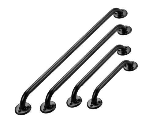 Wandbeugel mat zwart - alle 4 de maten naast elkaar