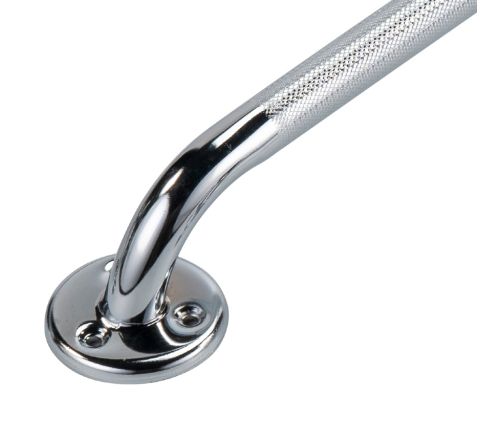 Wandbeugel staal chrome - 60 cm (ingezoomd op de bevestigingsplaat)