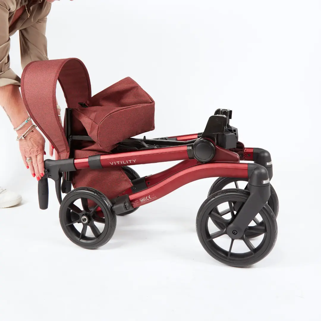 Vitility Rollator – Sequoia red - Dubbel opvouwbaar - Afbeelding 2