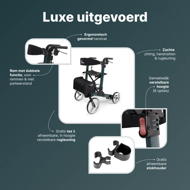 Parvum Rollator Luxo (Large / Petrolgroen) - Afbeelding 3